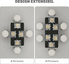HOMCOM Masă de Grădină Extensibilă pentru 4-6 Persoane cu Picioare din Oțel, 160x70x75 cm, Negru | Aosom Romania