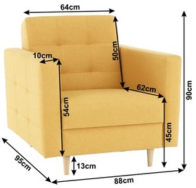 Ansamblu tapiţat, material muştar, AMEDIA