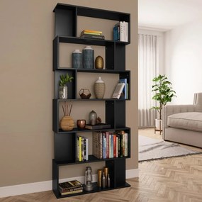 vidaXL Bibliotecă/Separator cameră negru, 80x24x192 cm, lemn prelucrat