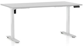 Masa inaltime reglabila OfficeTech B, 160 x 80 cm, bază albă, gri deschis
