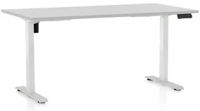 Masa inaltime reglabila OfficeTech B, 160 x 80 cm, bază albă, gri deschis