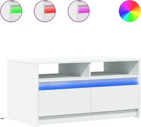 vidaXL Măsuță de cafea cu lumini LED, alb, lemn prelucrat