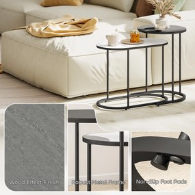 HOMCOM Set 2 Măsuțe de Cafea Suprapuse cu Cadru Metalic pentru Sufragerie și Birou, Gri și Alb | Aosom Romania