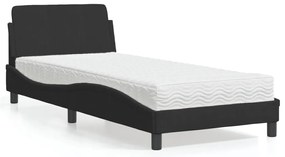 vidaXL Pat cu saltea, negru, 80x200 cm, catifea