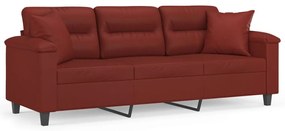 3153309 vidaXL Canapea cu 3 locuri cu perne&pernuțe roșu vin 180 cm piele eco