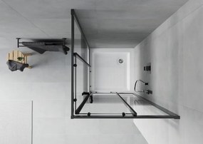Mexen Rio cabina de duș pătrată 80 x 80 cm, dungi negre, neagră + cadă de duș, albă - 860-080-080-70-20-4510