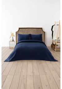 Cuvertură albastru-închis 200x220 cm Waffle – Mijolnir