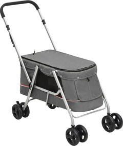 vidaXL Cărucior pliabil pentru câini, gri, 100x49x96 cm, pânză