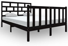 Cadru pat, negru, 140x190 cm, lemn masiv de pin Negru, 140 x 190 cm