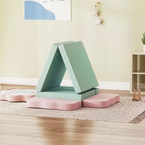 AIYAPLAY Set de 12 piese blocuri din spumă pentru cățărat, construit, târâre, saltele de joacă pentru interior cu husă din cord, Verde+Roz | Aosom Romania