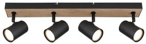Plafoniera 4L design industrial Robby negru, maro