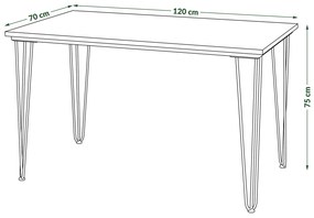 Mazzoni HAIRPIN S-120 Stejar Artisan/Bej - MASĂ LOFT PENTRU BUCĂTĂRIA SUFRAGERIE LIVING MODERNĂ/BOHO
