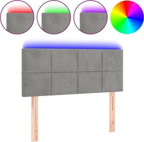 vidaXL Tăblie de pat cu LED, gri deschis, 100x5x78/88 cm, catifea