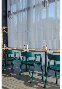 Scaun de dining petrol cu cotiere din lemn de stejar Flip – Gazzda