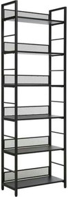 Etajera RAW R6, negru, PAL laminat/metal, 60x28x187 cm