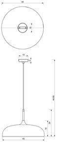 Lustră pe cablu Brilagi ABRAHAM 1xE27/60W/230V d. 45 cm alb