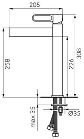 Baterie lavoar inalta FDesign Zaffiro, auriu lucios - FDSFD1-ZFR-2L-55