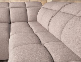 Colțar maro deschis extensibil/cu spațiu de depozitare cu tapițerie din țesătură bouclé (cu colț pe partea dreaptă/în formă de ”L”) Falconn – ELTAP