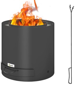 Outsunny Brasero exterior Ø 45 cm cu sertar pentru cenușă și căldăraș, încălzire cu cărbune pentru grădină, curte de camping, oțel negru | Aosom Romania