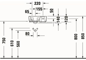Duravit 7453600412 - Lavoar suspendat D-NEO 36 x 22 cm, ceramică, alb lucios
