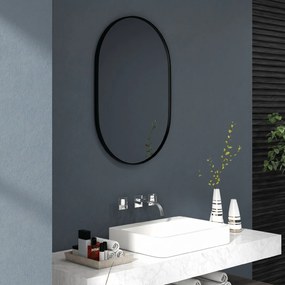 HOMCOM Oglindă pentru Baie cu Ramă din Aluminiu, 40x70 cm, Negru | Aosom Romania