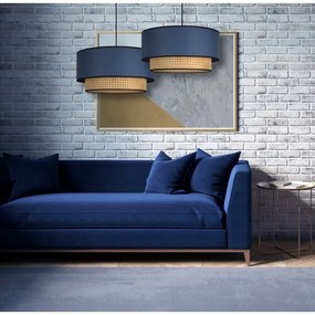 Lustră pe cablu Duolla BOHO 1xE27/15W/230V d. 45 cm albastru/ratan