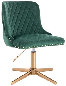 HR940CROSS Scaun Verde din Catifea cu Bază Aurie