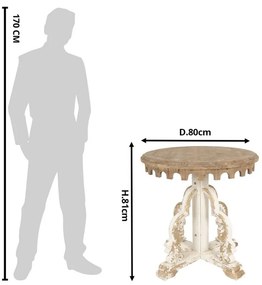 Măsuță laterală rotundă, shabby chic, cu finisaj antichizat, Éléonore
