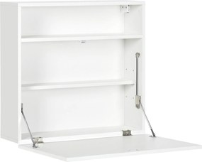 HOMCOM Birou suspendat birou de perete cu tavă pliabilă și 3 compartimente - 64 x 20 x 60 cm - alb | Aosom Romania