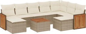 vidaXL Set canapele de grădină cu perne, 10 piese, bej, poliratan
