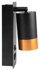 Spot de perete cu încărcător USB 1xGU10/35W/230V negru/auriu