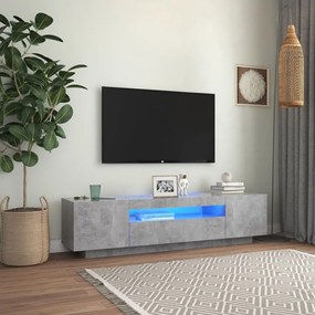 Comoda TV cu lumini LED, gri beton, 160x35x40 cm 1, Gri beton