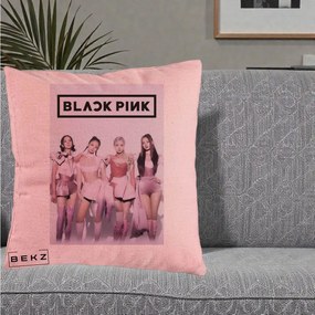 Perna Personalizata K-pop BLACKPINK Poster Roz Tinute Coordonate, 40x40 cm, Roz, Husa Detasabila, Perna Inclusa, BEKZ®
