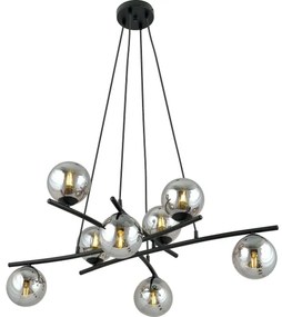 Lustră pe cablu ESSA 8xE14/10W/230V negru/fumuriu