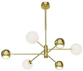 Lustră pe tijă Jupiter 1962 MOKA 3xGU10/10W/230V + 3xG9/10W/230V auriu/alb