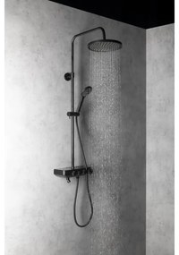 Set de duș cu baterie și baterie mini suplimentară Aqualine FARRAO negru mat
