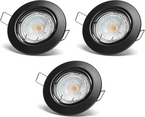 Aigostar - Set de 3 spoturi LED încastrate, 1x GU10/4,5W/230V, 4000K, negru