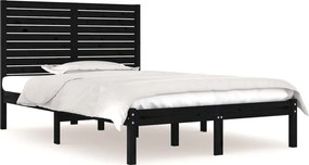 vidaXL Cadru de pat dublu, negru, 135x190 cm, lemn masiv