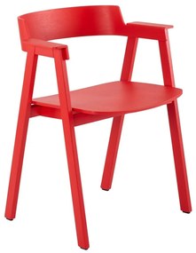 Scaun de dining roșu cu cotiere din lemn de stejar Flip – Gazzda