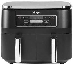 Friteuza cu aer cald Ninja AF300EU, 2470W, 7.6 L, 6 programe, 2 zone de gatit independent, Negru