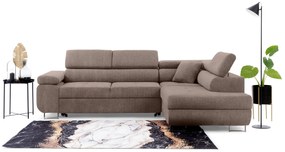 Colțar extensibil Annabelle L dreapta - bej catifea hidrofobă Vogue 4 / picioare cromate
