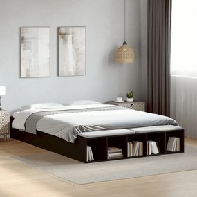 3280560 vidaXL Cadru de pat, negru, 150x200 cm, lemn prelucrat