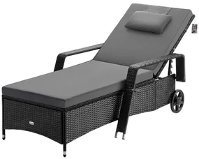 Deuba Recliner de lux cu roți negre - perne antracit