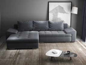 Colțar extensibil dumonde cu ladă de depozitare si sezut confortabil din spuma high-density, Leonardo Ambience Gri 260x185 cm