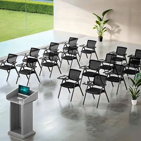 Scaun conferință negru HRC 603 pliabil cu măsuță rabatabilă și mesh