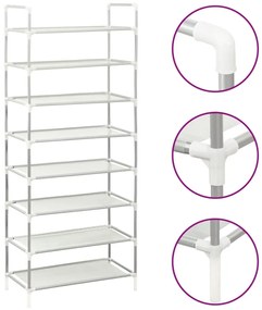 vidaXL Raft încălțăminte 8 etajere, argintiu, metal și textil nețesut