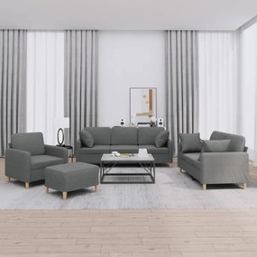 vidaXL Set de canapele cu perne, 4 piese, gri închis, material textil