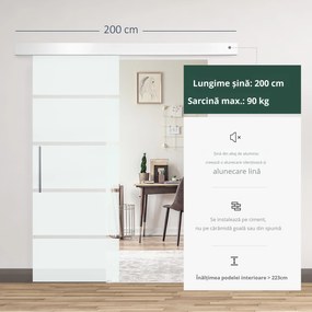 HOMCOM usa glisanta din sticla cu sina din aluminiu, 75x210cm | Aosom Romania