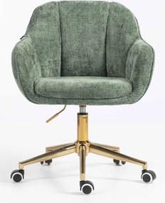 HR2055K Scaun Verde Salvie Grid Premium cu Bază Aurie