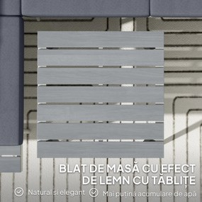 Outsunny Set Mobilier de Grădină din 3 Piese cu 2 Canapele cu Spătar Reglabil în 5 Poziții și Măsuță, 139x63x65 cm, Gri | Aosom Romania